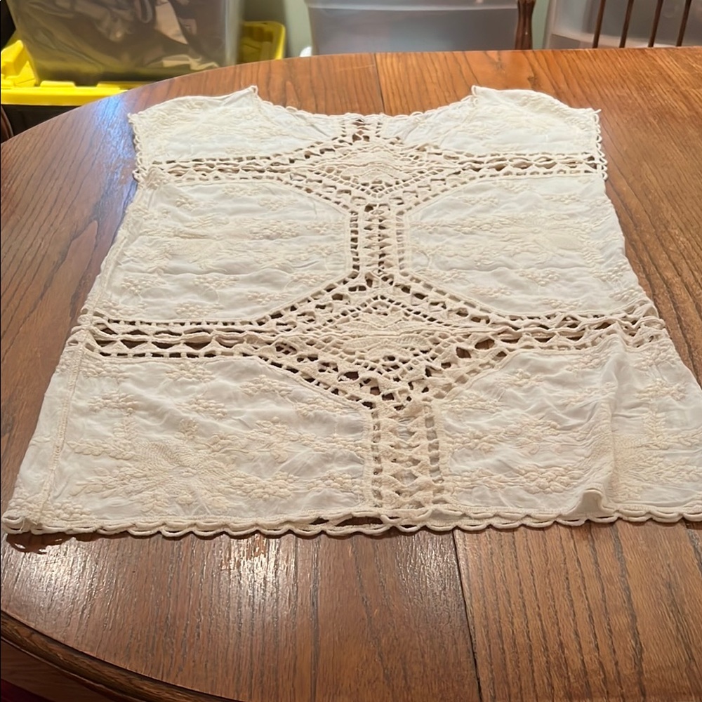 Cream Crochet Swim Cover-Up In 100% Cotton Size M/L - Picture 5 of 7